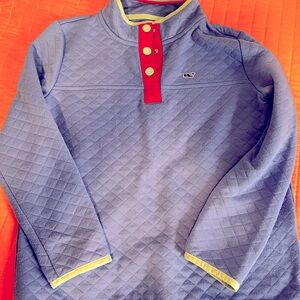 Vineyard Vines Blue Quilted Sweatshirt with Red Accents